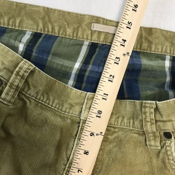 LL Bean Standard Fit Corduroy Plaid Flannel Lined Pants Olive Outdoor 38 x 30 - Picture 12 of 12